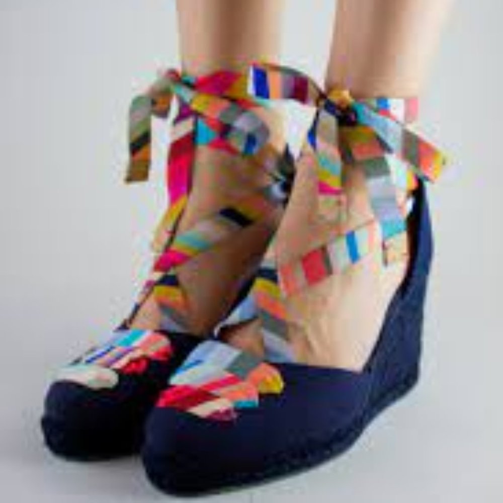 Castaner x Paul Smith Coralia Espadrille Wedge Ribbon Lace Shoes 37 Size 6.5 US - Picture 1 of 12